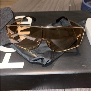 Dolce & Gabbana Gold Frame Sunglasses with Brown Lens